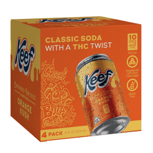 Keef Orange Kush soda pack with THC label